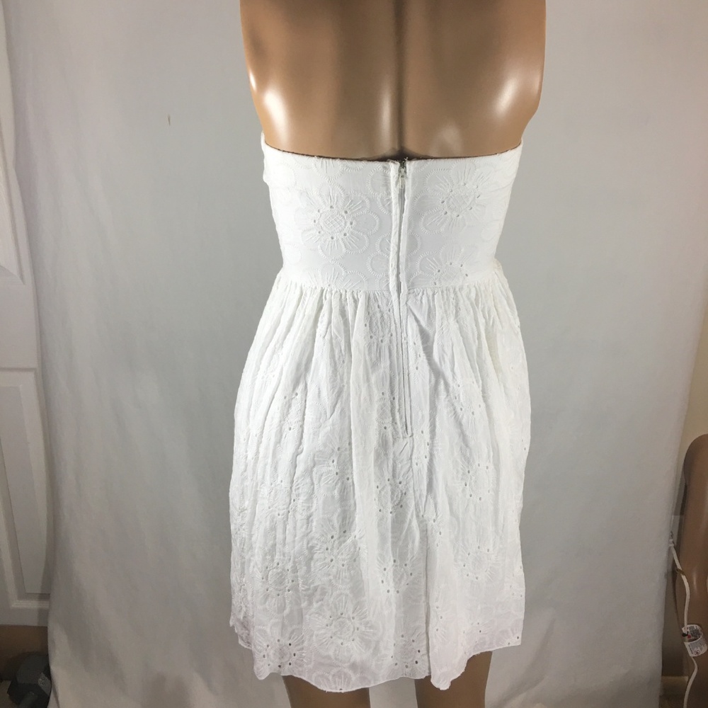 Strapless White Lace Mini Dress - Juniors - Picture 3 of 7